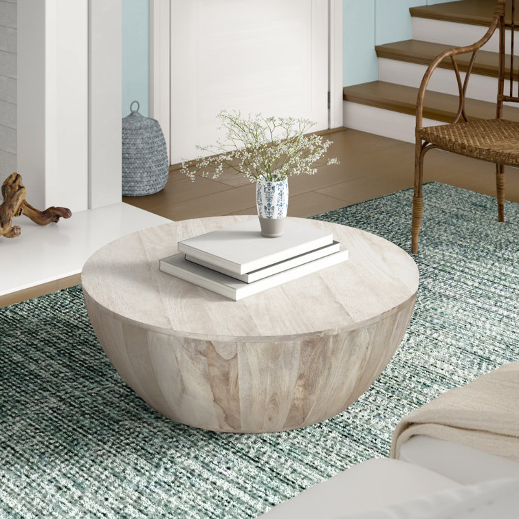 Steelside™ Cassius Solid Wood Drum Coffee Table & Reviews Wayfair Canada